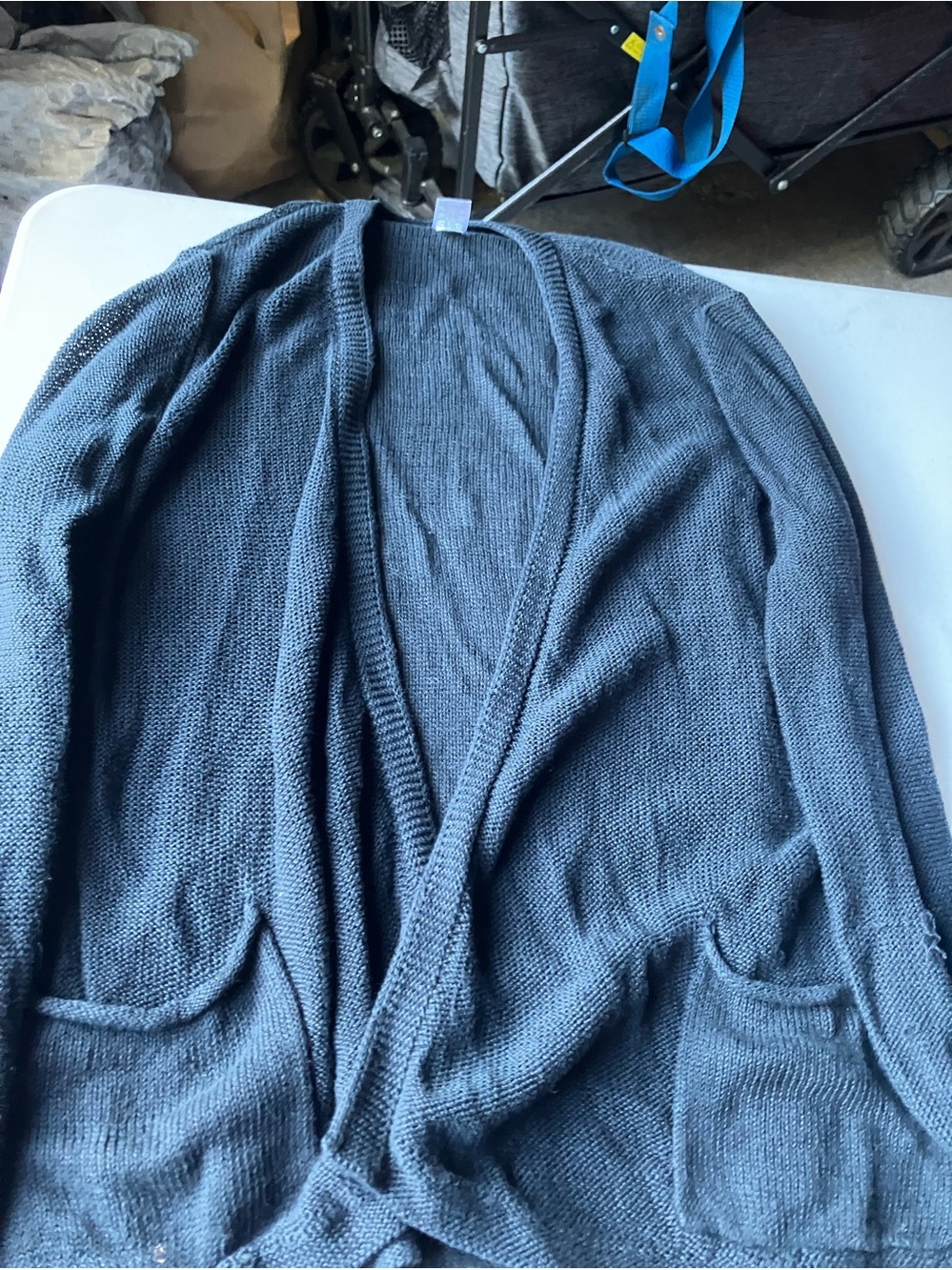 J. Jill Open-Front Cardigan Sweater in Charcoal Gray